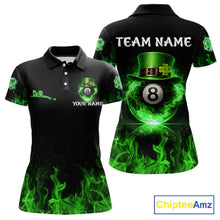 Load image into Gallery viewer, Shamrock 8 Ball Pool Polo &amp; 1/4-Zip Shirt Personalized Women Patrick's Day Billiard Attire Gifts NYN2421