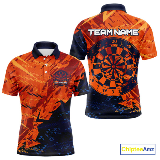 Blue & Orange Dartboards Custom Grunge Dart Shirt For Men, Dart Team Jerseys NYN0231
