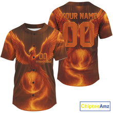 Load image into Gallery viewer, Custom Orange Flames Phoenix Men Baseball Ball Jersey For Men Youth Baseball Team Shirt NYN0973