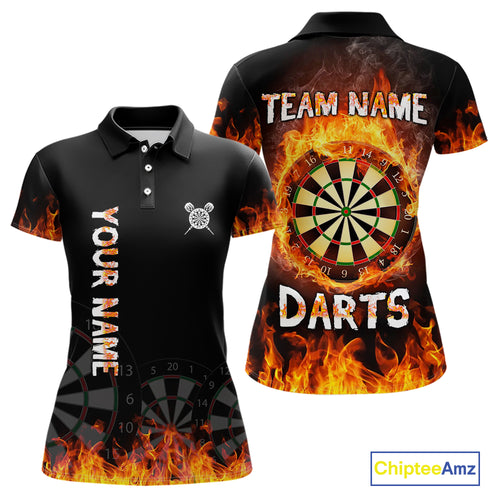 Fire Skull Multi-Flame Dartboard Custom Dart Shirts For Women, Dart Team Jerseys NYN0240
