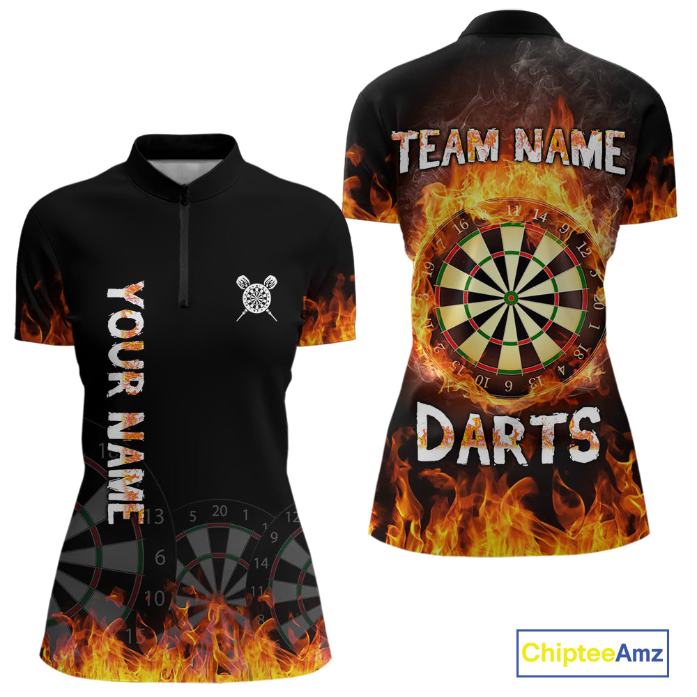 Fire Skull Multi-Flame Dartboard Custom Dart Shirts For Women, Dart Team Jerseys NYN0240