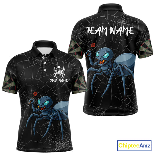 Gray Spider Webs Pattern Custom Aqua Blue Spider Dart Shirt For Men, Dart Jerseys NYN0245
