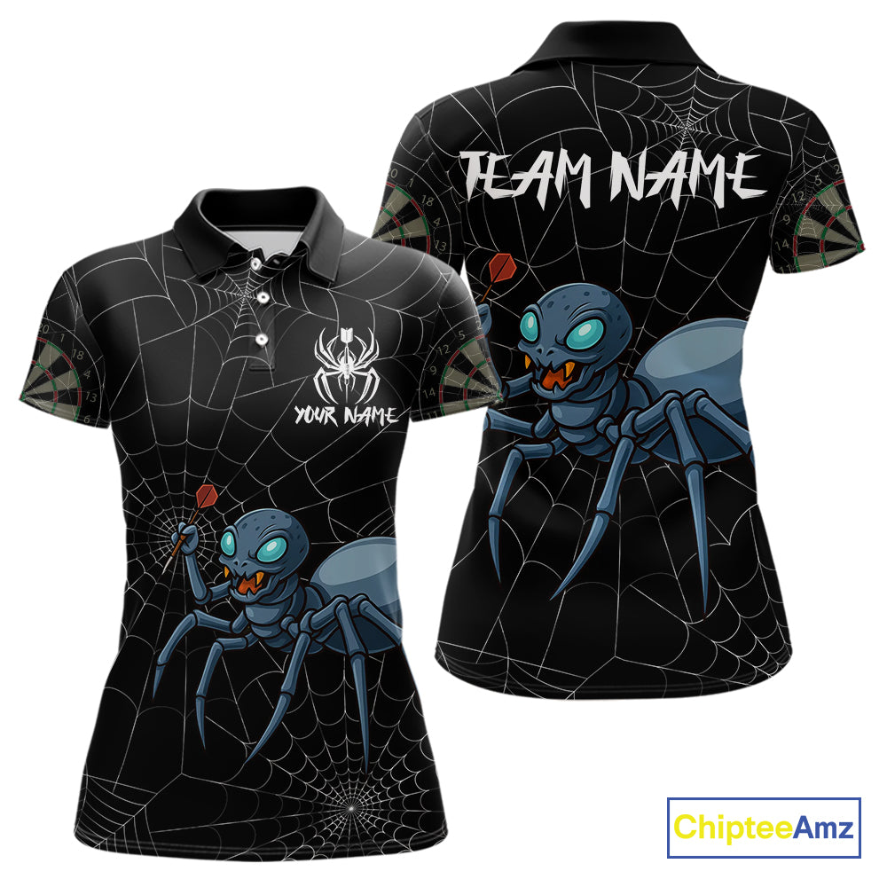 Gray Spider Webs Pattern Custom Aqua Blue Spider Dart Shirt For Women, Dart Jerseys NYN0245