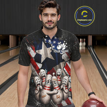 Load image into Gallery viewer, Funny Sad Pins Mascot Patriotic Bowling Jersey For Men Custom Texas - US Flag Bowling Team Shirts NYN3199