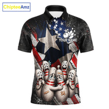 Load image into Gallery viewer, Funny Sad Pins Mascot Patriotic Bowling Jersey For Men Custom Texas - US Flag Bowling Team Shirts NYN3199