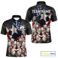 Load image into Gallery viewer, Funny Sad Pins Mascot Patriotic Bowling Jersey For Men Custom Texas - US Flag Bowling Team Shirts NYN3199