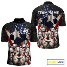 Load image into Gallery viewer, Funny Sad Pins Mascot Patriotic Bowling Jersey For Men Custom Texas - US Flag Bowling Team Shirts NYN3199