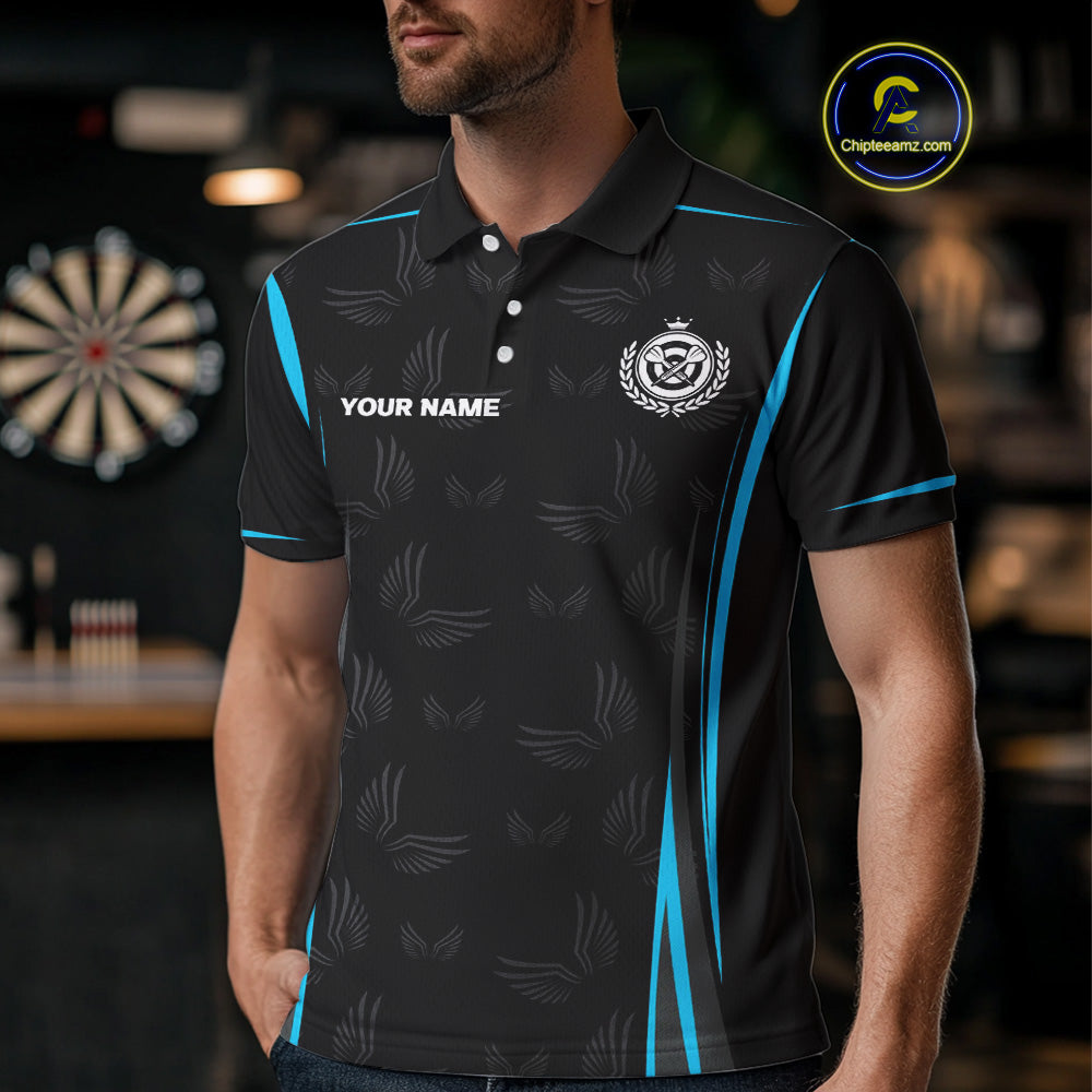 Azure Wings With Dart Arrow Men's Funny Darts Shirt - Custom Name For Darts Jersey NYN0495