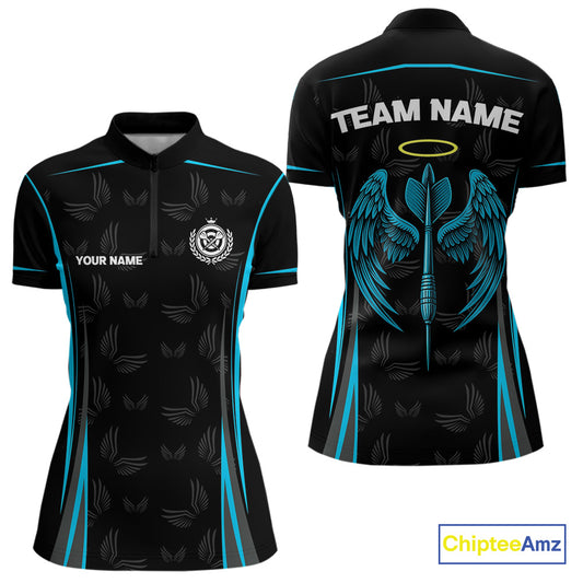 Azure Wings With Dart Arrow Women's Funny Darts Shirt - Custom Name For Darts Jersey NYN0495