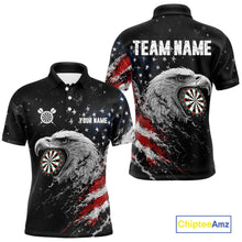 Load image into Gallery viewer, Custom USA Flag Eagle Men's Darts Polo Shirt Mockup, Patriotic Dart Team Uniform, Tournament Jersey
