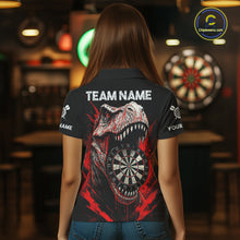Load image into Gallery viewer, Custom Red Dinosaur Cracked Dartboard Polo Dart Shirt For Women Grunge Dart Team Jerseys NYN1357