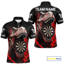 Load image into Gallery viewer, Custom Red Dinosaur Cracked Dartboard Polo Dart Shirt For Men Grunge Dart Team Jerseys NYN1357