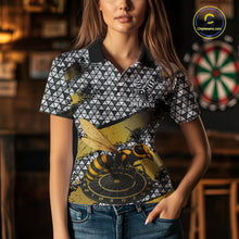 Load image into Gallery viewer, Custom Funny Gold Bee Silver Triangle Darts Polo Shirt For Women Funny Dart League Jerseys NYN2176
