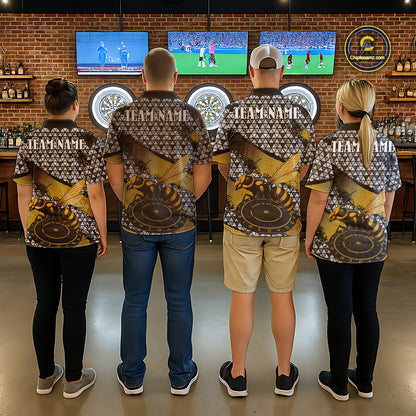 Custom Funny Gold Bee Silver Triangle Darts Quarter-Zip Shirt For Women Funny Dart League Jerseys NYN2176