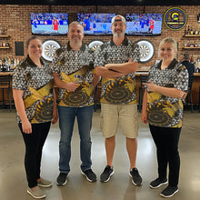 Load image into Gallery viewer, Custom Funny Gold Bee Silver Triangle Darts Polo Shirt For Women Funny Dart League Jerseys NYN2176