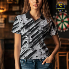 Load image into Gallery viewer, Custom Black Grey Grunge Streaks Skull Women Darts Polo Team Shirt Skull Dart League Jerseys NYN2180