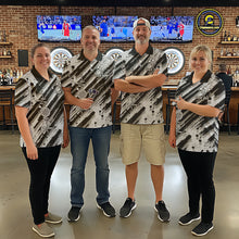 Load image into Gallery viewer, Custom Black Grey Grunge Streaks Skull Women Darts Polo Team Shirt Skull Dart League Jerseys NYN2180