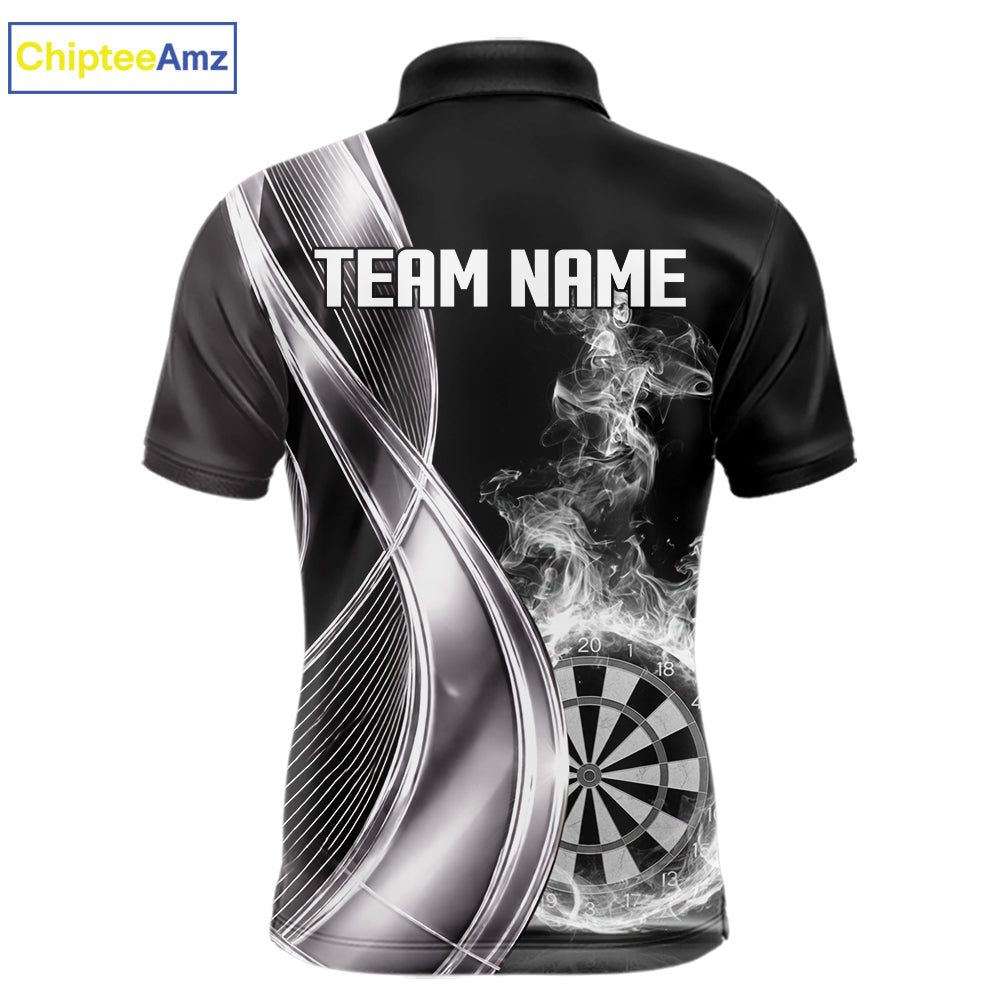 Black And Silver Darts 1/4-Zip Shirts For Men Custom White Smoke Dartboard Dart Team Jerseys NYN2446