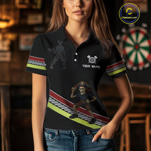 Load image into Gallery viewer, Women&#39;s Custom Dart Shirt With Skeleton Holding Dart Arrow And Colorful Dartboard NYN0252
