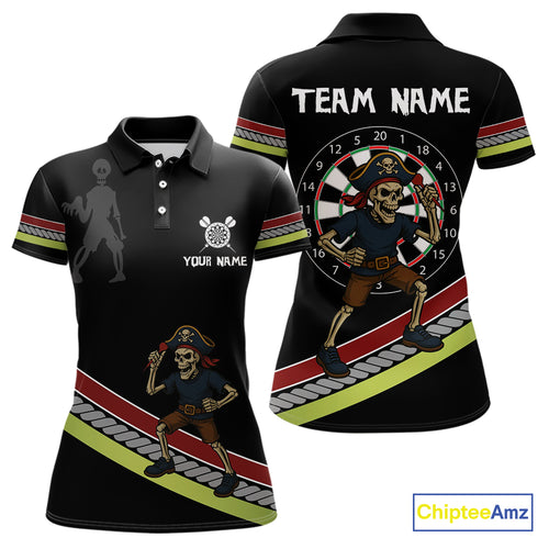Women's Custom Dart Shirt With Skeleton Holding Dart Arrow And Colorful Dartboard NYN0252