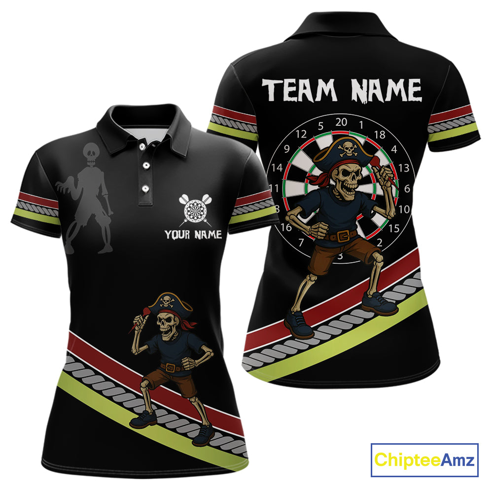 Women's Custom Dart Shirt With Skeleton Holding Dart Arrow And Colorful Dartboard NYN0252