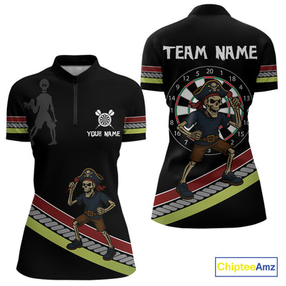 Women's Custom Dart Shirt With Skeleton Holding Dart Arrow And Colorful Dartboard NYN0252