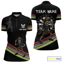 Load image into Gallery viewer, Women&#39;s Custom Dart Shirt With Skeleton Holding Dart Arrow And Colorful Dartboard NYN0252
