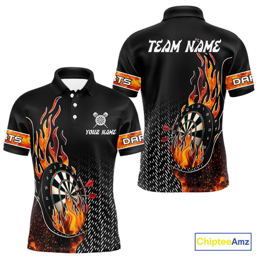 Men's Custom Darts Shirt With Flame Dartboards And Red Dart Arrows NYN0253