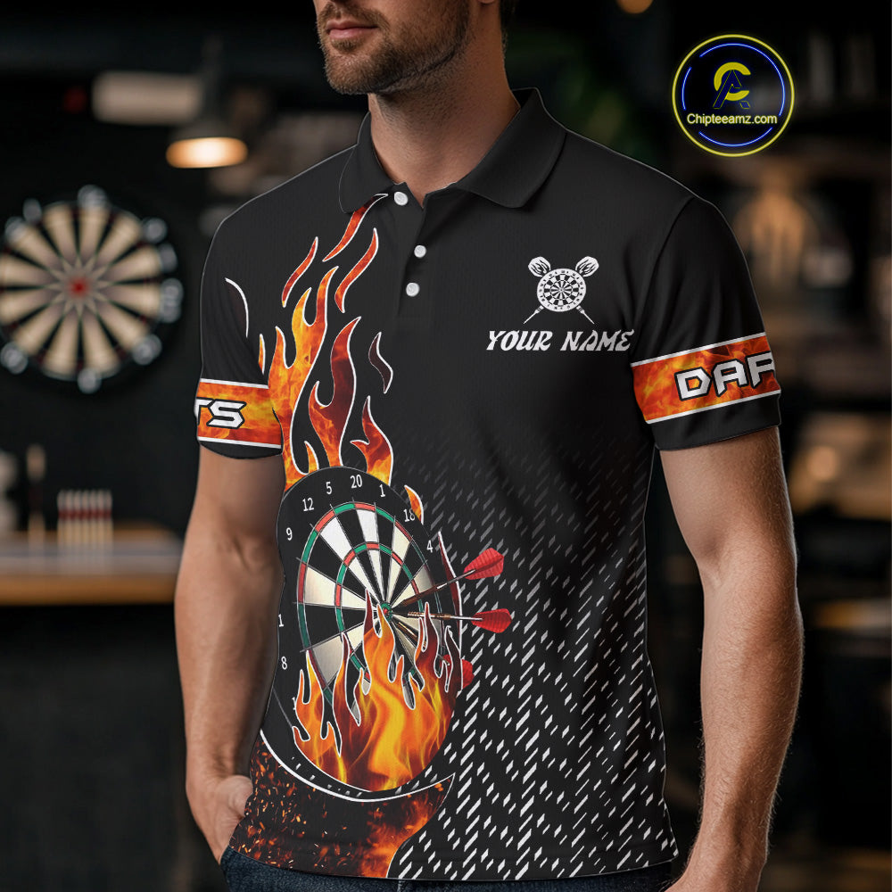 Men's Custom Darts Shirt With Flame Dartboards And Red Dart Arrows NYN0253