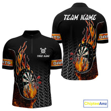 Load image into Gallery viewer, Men's Custom Darts Shirt With Flame Dartboards And Red Dart Arrows NYN0253
