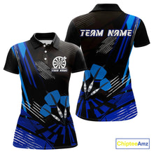 Load image into Gallery viewer, Blue Dart Arrows Grunge Dartboard Women's Darts Shirt - Custom Name For Players NYN0513