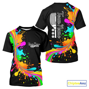 Personalized Colorful Pickleball T-Shirt Splashed Pickleball For Men, Pickleball Gifts NYN1001