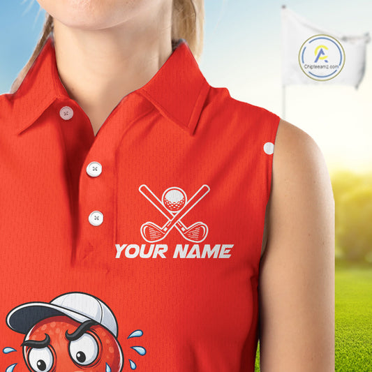 Custom Red Funny Octopus Womens Golf Sleeveless Polo Shirt Personalized Crab Golfer Golf Team Golf Apparel NYN4807