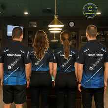 Load image into Gallery viewer, Black &amp; Blue Billiard Ball Cue Pool Men Polo &amp; 1/4-Zip Shirt Custom 8 Ball 3D Billiards Attire NYN2455