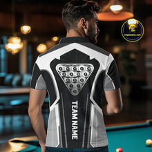 Load image into Gallery viewer, White And Black Billiard Pool Men Polo &amp; 1/4-Zip Team Shirts Custom 8 Ball Billiards Cue Attire NYN2458
