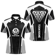 Load image into Gallery viewer, White And Black Billiard Pool Men Polo &amp; 1/4-Zip Team Shirts Custom 8 Ball Billiards Cue Attire NYN2458