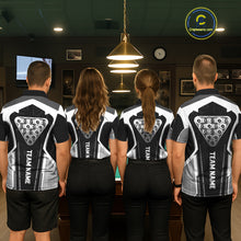 Load image into Gallery viewer, White And Black Billiard Pool Men Polo &amp; 1/4-Zip Team Shirts Custom 8 Ball Billiards Cue Attire NYN2458