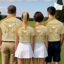 Load image into Gallery viewer, Golf team wearing matching banana golf polos during charity golf event, personalized team apparel representing friendship, teamwork, humor and positive team spirit.