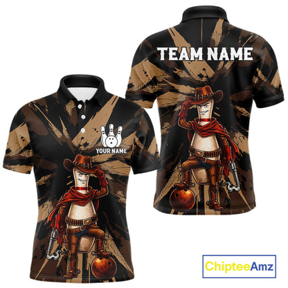 Funny Cowboy Men Bowling Jersey Wild West Gunslinger Bowling Pin Shirt Personalized Bowling Team Apparel NYN4351