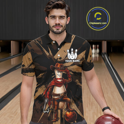 Funny Cowboy Men Bowling Jersey Wild West Gunslinger Bowling Pin Shirt Personalized Bowling Team Apparel NYN4351
