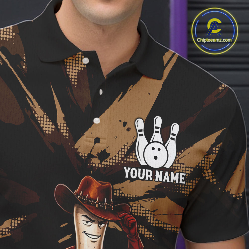 Funny Cowboy Men Bowling Jersey Wild West Gunslinger Bowling Pin Shirt Personalized Bowling Team Apparel NYN4351