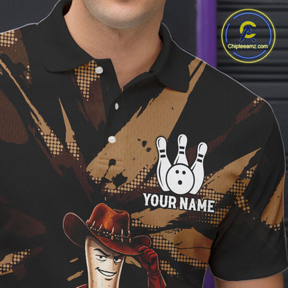 Funny Cowboy Men Bowling Jersey Wild West Gunslinger Bowling Pin Shirt Personalized Bowling Team Apparel NYN4351