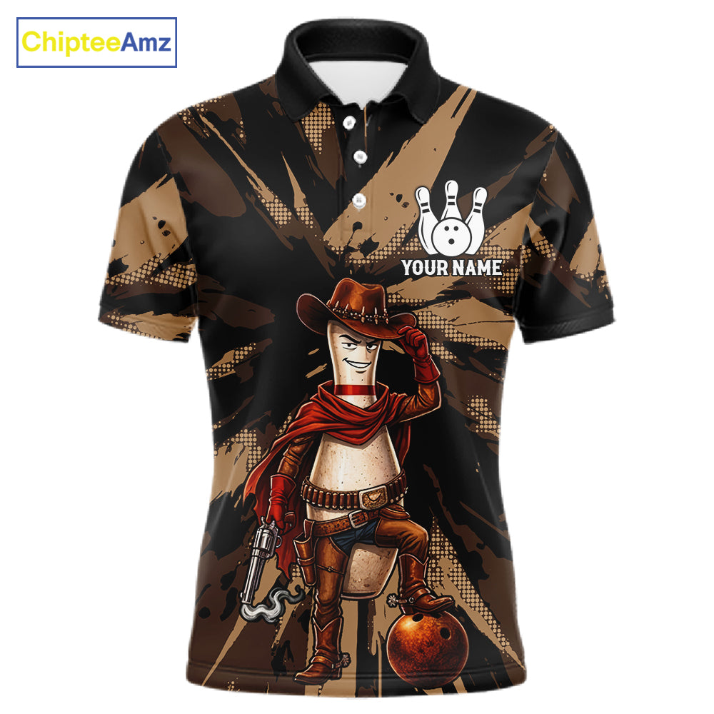 Funny Cowboy Men Bowling Jersey Wild West Gunslinger Bowling Pin Shirt Personalized Bowling Team Apparel NYN4351