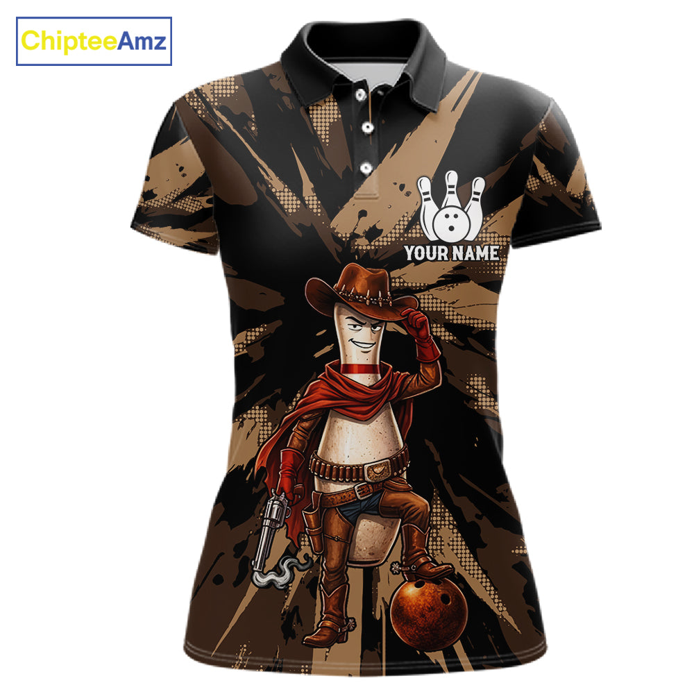 Funny Cowboy Women Bowling Jersey Wild West Gunslinger Bowling Pin Shirt Personalized Bowling Team Apparel NYN4351