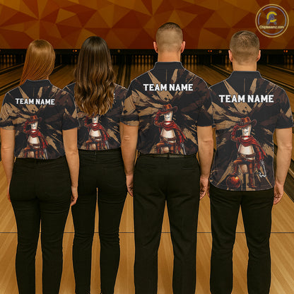 Funny Cowboy Women Bowling Jersey Wild West Gunslinger Bowling Pin Shirt Personalized Bowling Team Apparel NYN4351
