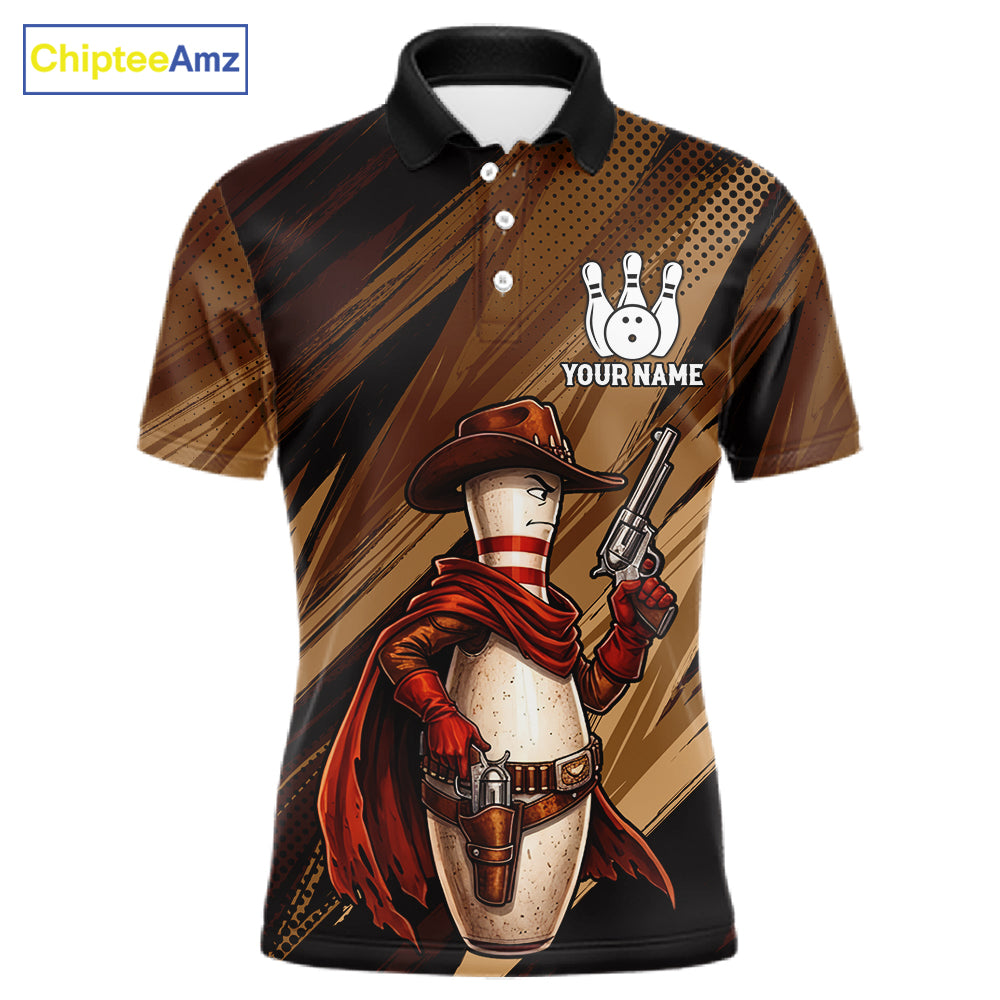 Funny Cowboy Men Bowling Jersey Gun Gunslinger Bowling Pin Shirt Personalized Bowling Team Apparel NYN4352