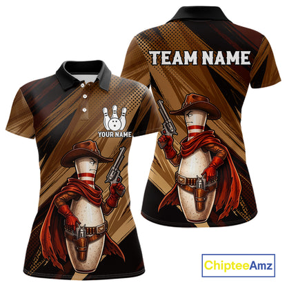 Funny Cowboy Women Bowling Jersey Gun Gunslinger Bowling Pin Shirt Personalized Bowling Team Apparel NYN4352