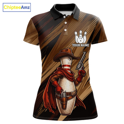 Funny Cowboy Women Bowling Jersey Gun Gunslinger Bowling Pin Shirt Personalized Bowling Team Apparel NYN4352