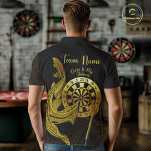 Load image into Gallery viewer, Personalized Gold Tribal Shark Custom Darts Polo Shirts For Men Tribal Dart League Jerseys NYN2183