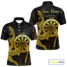 Load image into Gallery viewer, Personalized Gold Tribal Shark Custom Darts Polo Shirts For Men Tribal Dart League Jerseys NYN2183